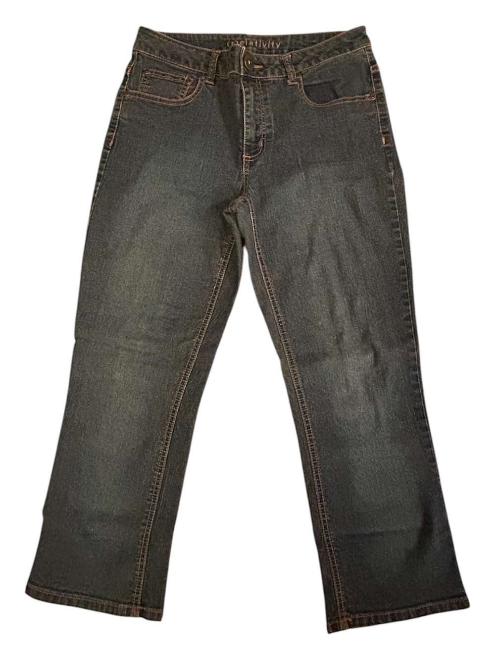 (r)elativity women Bootcut Jeans in dark blue with Brown Stitching size 6